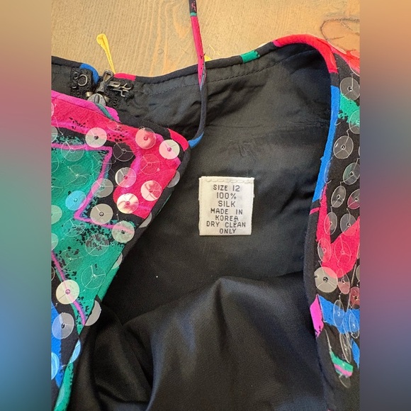 Vintage Silk Sequin Dress Size 12 - Picture 4 of 7